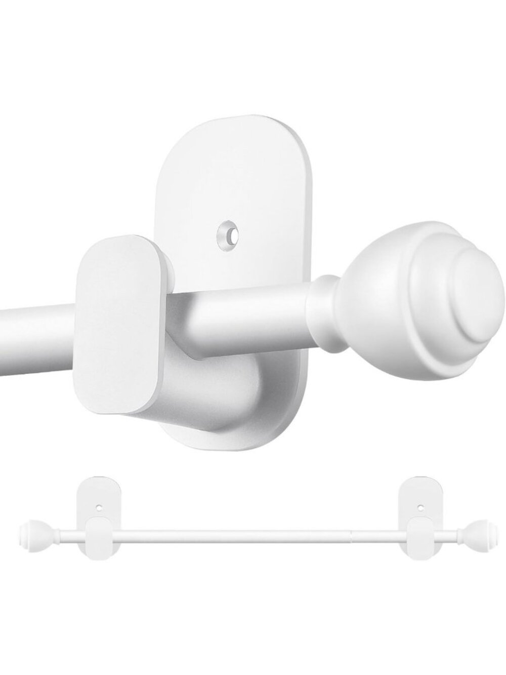 No-Drill Curtain Rods for Windows, Adjustable 32-58 Inches, Elegant White Finish